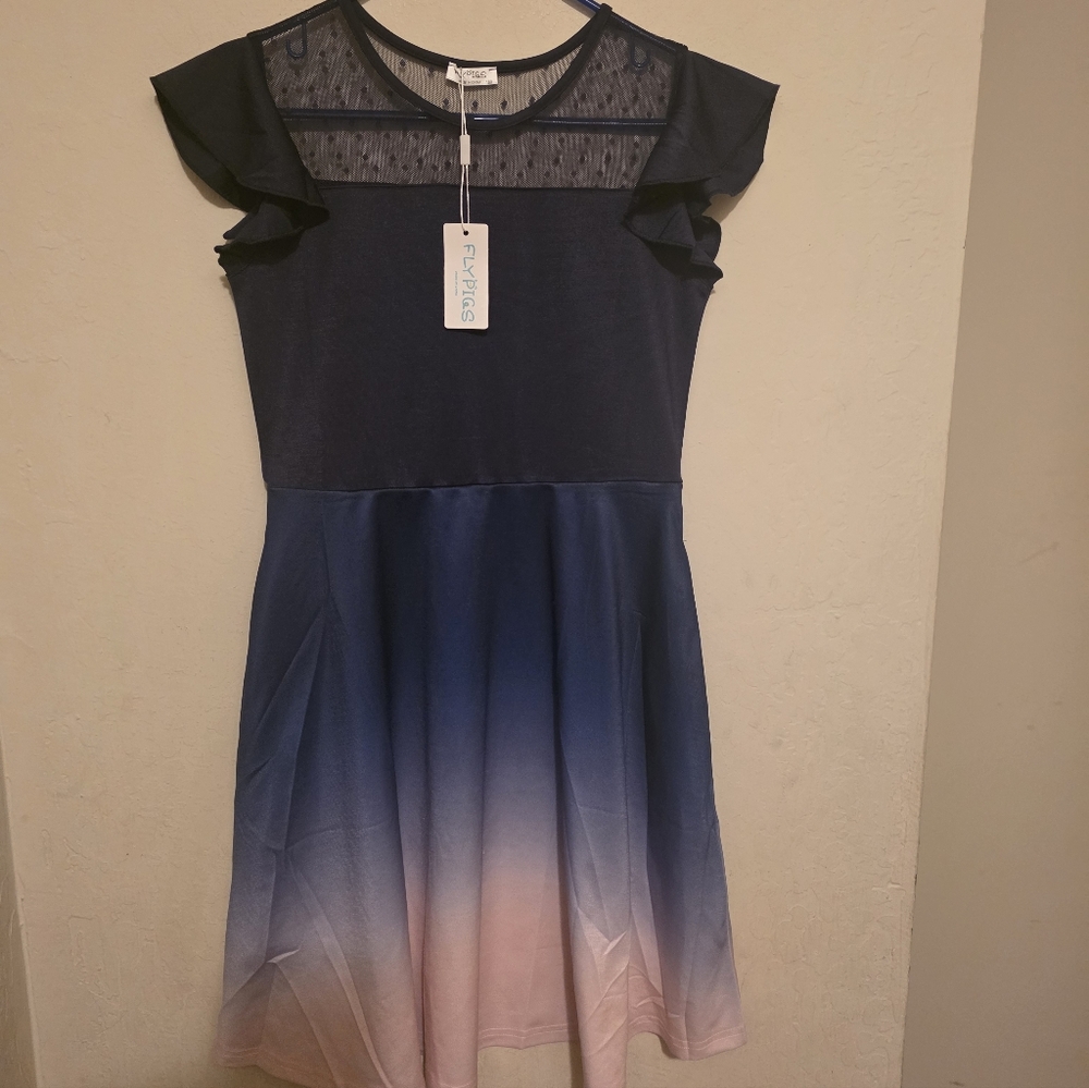 Flypigs Chic Navy and Pink Gradient Kids Dress Size 14 / 16  / 160